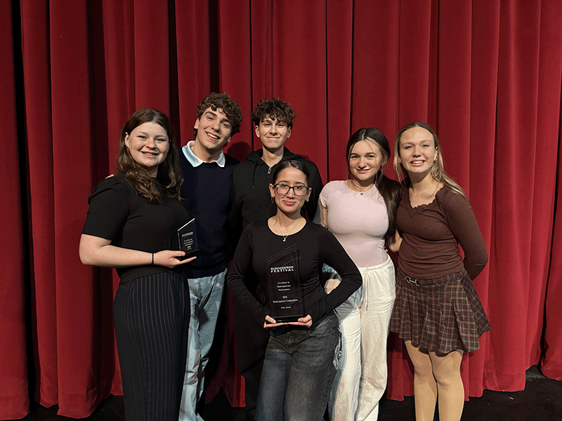 Liberty won TWO awards at the Pennsylvania Shakespeare Festival High School Shakespeare Competition held at DeSales University on March 7, 2026! The following students competed, thrice performing their monologues or partner scenes in front of adjudicators. • Erika Broesicke (12) and Andrew Bays (12) — As You Like It Act III, Scene ii (Rosalind/Orlando) • Owen Smith (10) and Ella Sherman (11) — Hamlet Act III, Scene ii (Hamlet/Ophelia) • Jansarie Colon-Vicens (12) — Much Ado About Nothing Act IV, Scene i (Beatice) • Emma Hartzell (11) — Twelfth Night Act II, Scene ii (Viola) Erika, Andrew, and Jansarie were invited to perform their scenes at the closing showcase. Erika and Andrew won an award for Excellence in Shakespeare Performance Duo/Trio, and Liberty High School took home an Excellence in Shakespeare Performance Team Award!