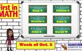 First in Math Winners Week of October 5th
